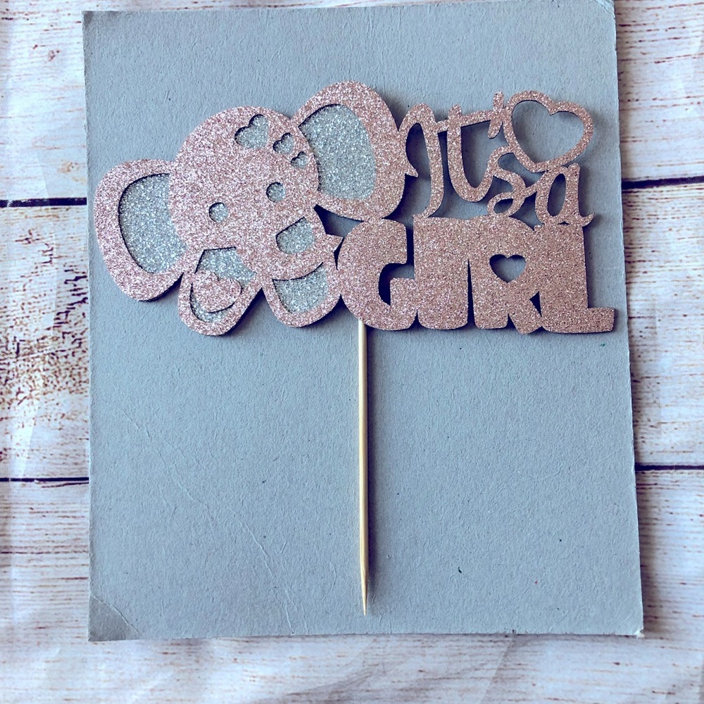Pink Glitter It’s a Girl Cake Topper - for Baby  Shower/Baby reveal